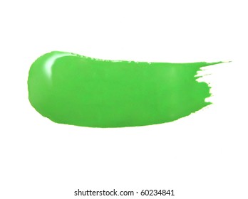 Green Stroke Of The Paint Brush Isolated On White