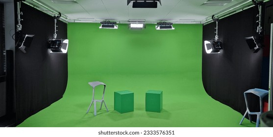 Green studio green screen without persons