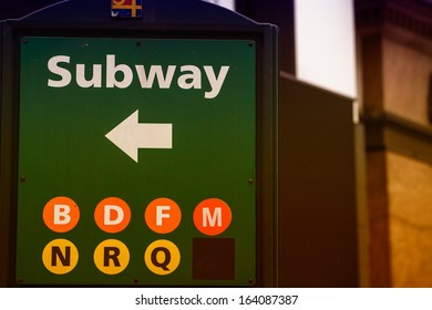 Green Subway sign in New York City.