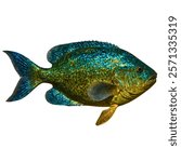 The Green Sunfish is a species of freshwater fish native to North America. It has vibrant greenish-blue coloring and is known for its aggressive behavior.