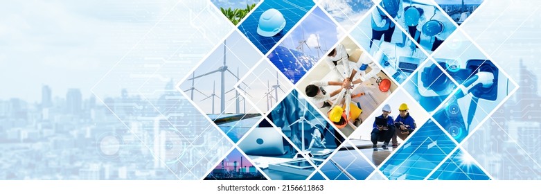 Green sustainable or ESG of solar and windmill energy produced from renewable resources to change the world,renewable,sustainability by alternative energy.Double exposure join hand on city background