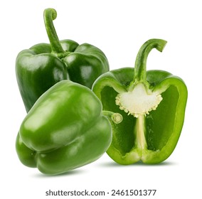 Green sweet pepper bell isolated on white background - Powered by Shutterstock