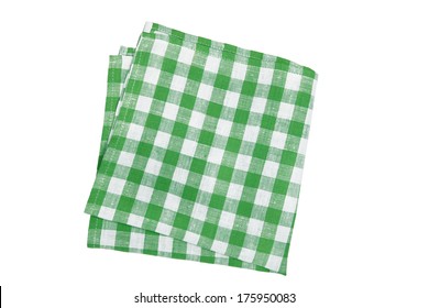 Green Table Napkin On White Background Isolated