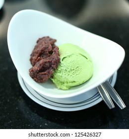 Green Tea Ice Cream With Red Bean