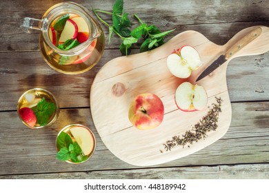 Green Tea And Ingredients For Its Preparation, Flat Lay