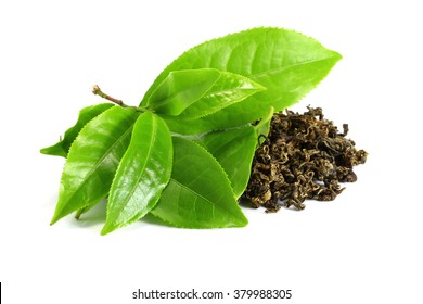 Green tea leaf isolated on white background - Shutterstock ID 379988305