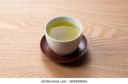 Green Tea On A Wooden Tray. Japanese Green Tea Image