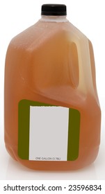 Green Tea In One Gallon Plastic Jug With Blank Label.