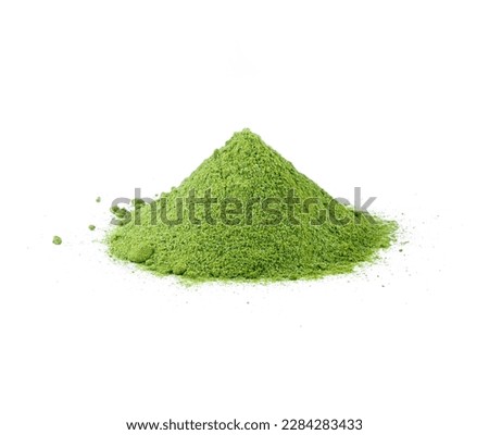 Green Tea powder  on  white back ground 