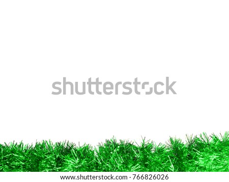 Green Tinsel as lower border for background, appears like grass