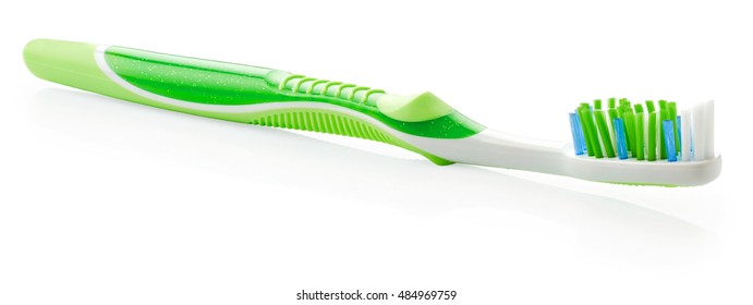 Green Toothbrush Isolated On White Background