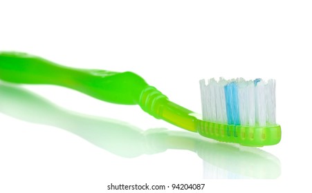 Green Toothbrush Isolated On White