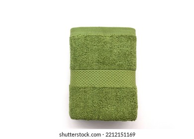 Green Top View Hand | Bath Towel Isolated With White Background Diamond Fancy Absorbent Terry Bath Towel