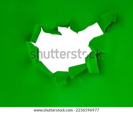 Green torn sheet of paper with whole space for text isolated