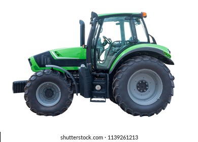 Green tractor isolated on white background 