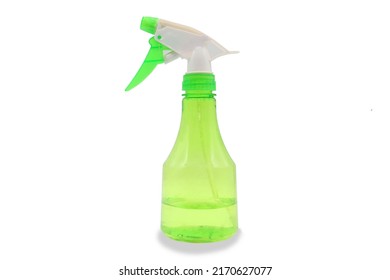 Green Transparent Spray Can Bottle Water, White Background