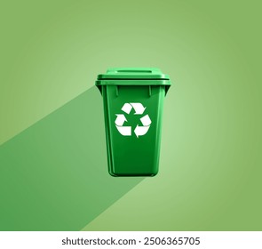 Green Trash bin with recycling Symbol  isolated on green background, earth day concept, recycle - Powered by Shutterstock