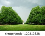 Green tree in cloudy day