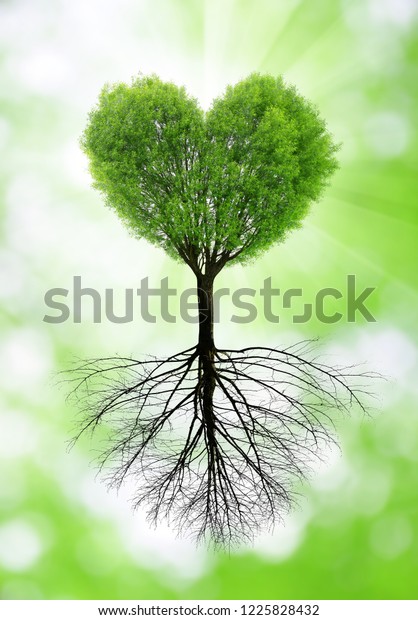 Green Tree Shape Heart Roots Stock Photo (Edit Now) 1225828432