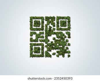 Green Trees shaped like QR code with the green forest. Technology ,Business and Nature Concept.
					