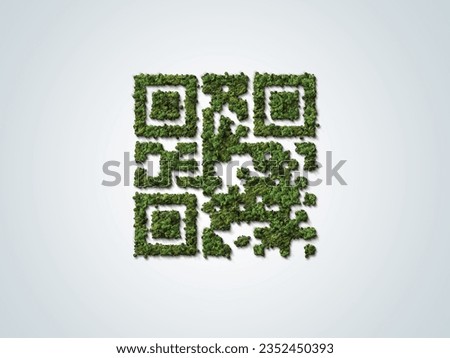 Green Trees shaped like QR code with the green forest. Technology ,Business and Nature Concept.
