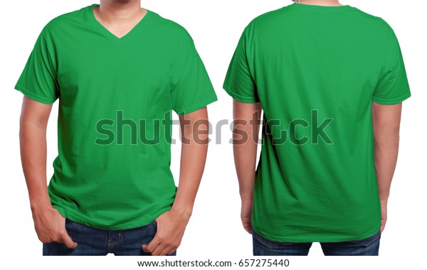 Grunes T Shirt Mock Nach Oben Vorne Und Stockfoto Jetzt Bearbeiten