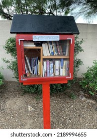 Green Valley, AZ, USA - August 12, 2022:  Little Free Library Full Of Books