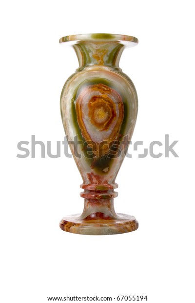 Green Vase Made Natural Stoneonyx Isolated Royalty Free Stock Image