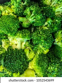 Green Vegetable, Broccoli Boiled In Salad Bar, Supermarket Store.