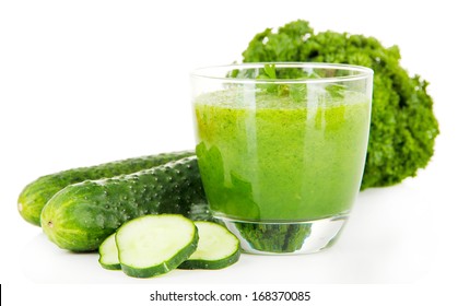 Green Vegetable Juice Isolated On White