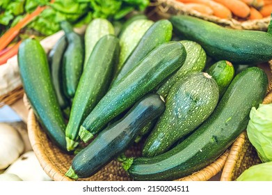 Green vegetable at the market (zucchini)