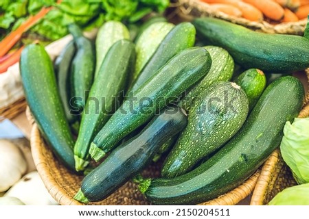 Green vegetable at the market (zucchini)