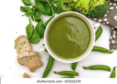 Green Vegetable Soup Puree. Top View.