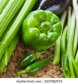 Green vegetables - Fresh ingredients for summer detox diet. Spring and summer products, seasonal vegetables to make your soup. The best from Garden market and farm shop.