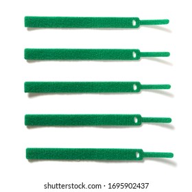 Green Velcro Cable Ties On White Background