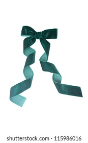 Green Velvet Ribbon Isolated On White