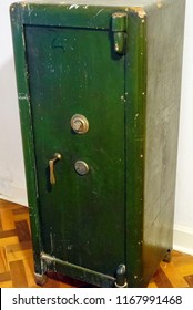 Green Vintage Safe Deposit Box Isolated 