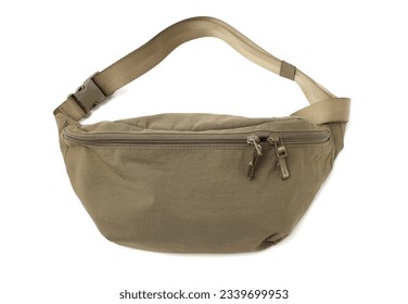 green waist bag on a white background