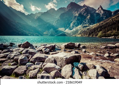 Green Water Mountain Lake Morskie Oko, Tatra Mountains, Poland