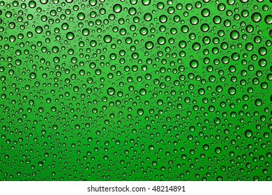 Water Drops On Green Background Stock Photo (Edit Now) 210139330