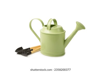 Green watering can for watering plants isolated on white background. - Powered by Shutterstock