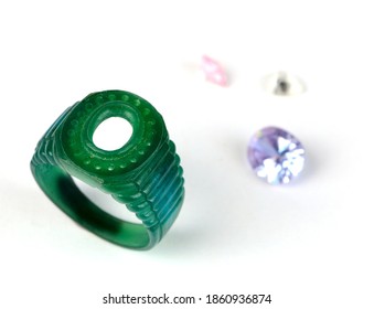 Green wax mold ring jewelry - Shutterstock ID 1860936874