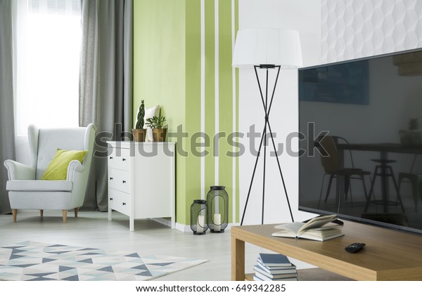 Green White Living Room Tv Dresser Stock Photo Edit Now 649342285