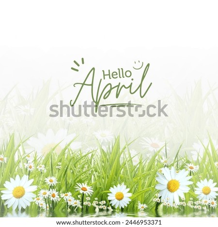Green White Minimalist Greeting Hello April