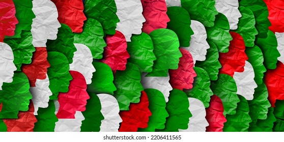Green White And Red National Citizen concept representing Italian Iranian Hungarian Lebanese and Bulgarian colors as people of Italy Iran Hungary Lebanon and Bulgaria citizenship. - Shutterstock ID 2206411565