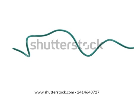 green wire cable of usb and adapter isolated on white background with clipping path.Selection focus.