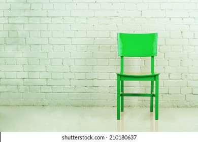 Green Wooden Chair. Vacant Position Concept