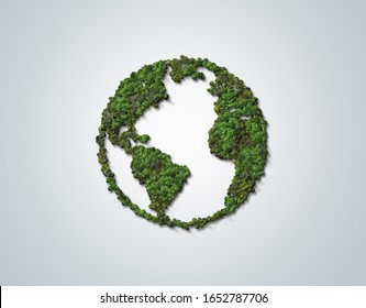 Green World Map- 3D tree or forest shape of world map isolated on white background. World Map Green Planet Earth Day or Environment day Concept. World Forestry Day. - Shutterstock ID 1652787706