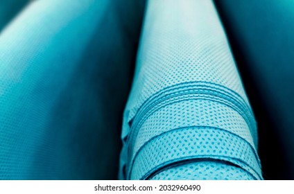 Green Wrapping Sheet Or Drape Sheet Using For Wrap Medical Surgical Device Container. Selective Focus