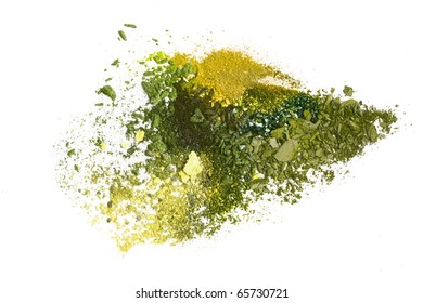 Green And Yellow Eye Shadow Crushed Sample